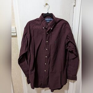 Ralph Lauren Large Classic Fit Men's Burgundy Long Sleeve Button Down Shirt